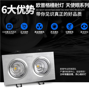 歐普l(shuí)ed射燈雙頭cob格柵斗膽燈嵌入服裝店背景墻客廳走廊過(guò)道燈